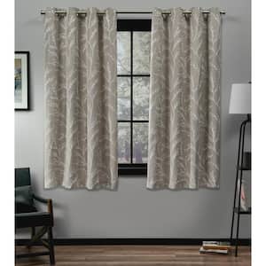 Kilberry Natural Nature Woven Room Darkening Grommet Top Curtain, 52 in. W x 63 in. L (Set of 2)