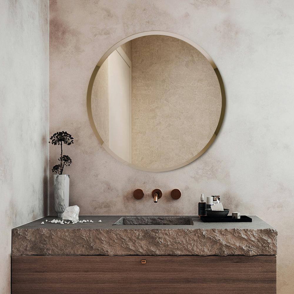 Elegant 18" Round Frameless Beveled Wall Mirror
