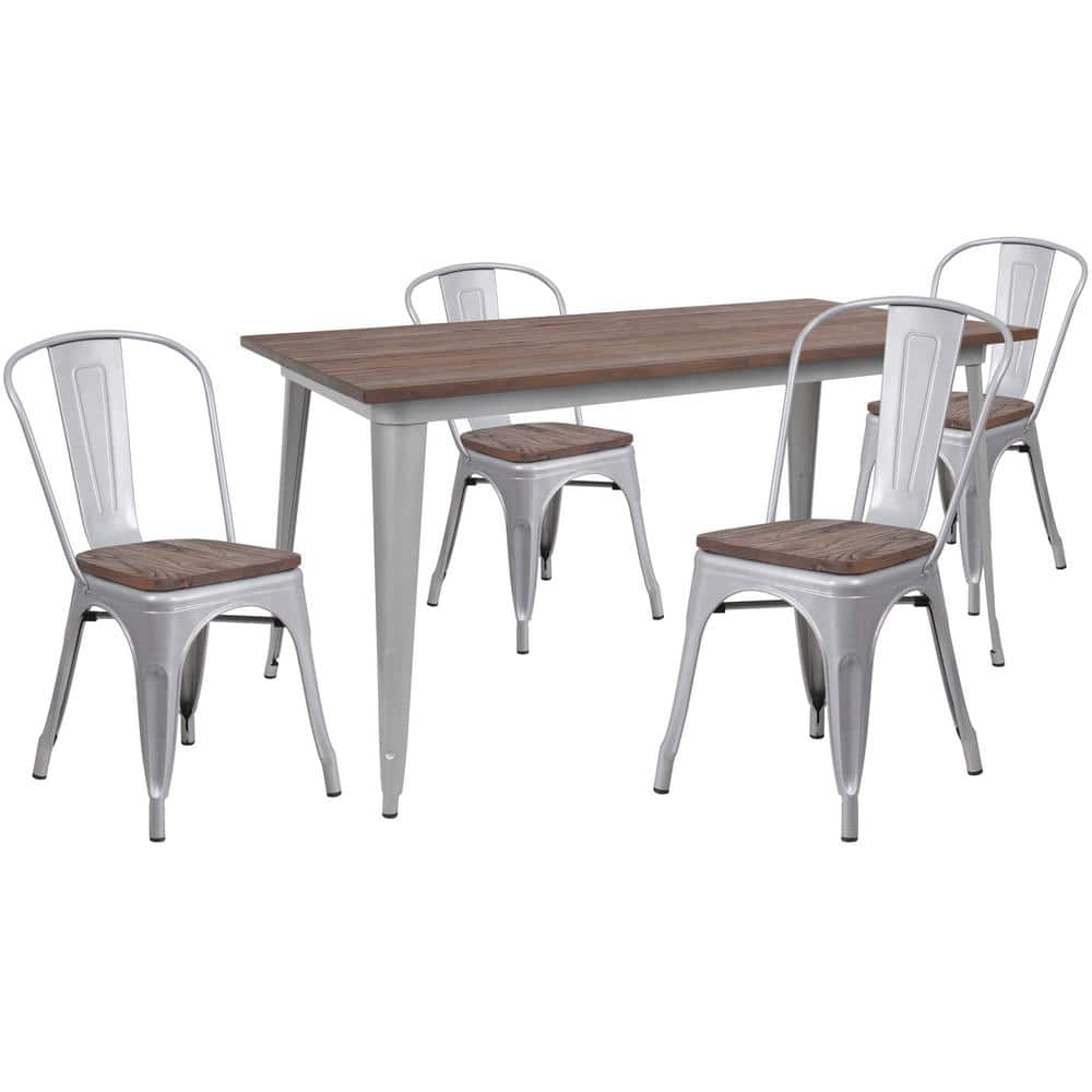 5-Piece Silver Table and Chair Set price history on PriceWatchPro
