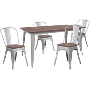 5-Piece Silver Table and Chair Set