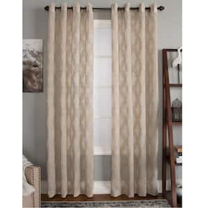 Clip 50 in. W x 95 in. L Polyester and Linen Semi-Sheer Window Panel in Brown
