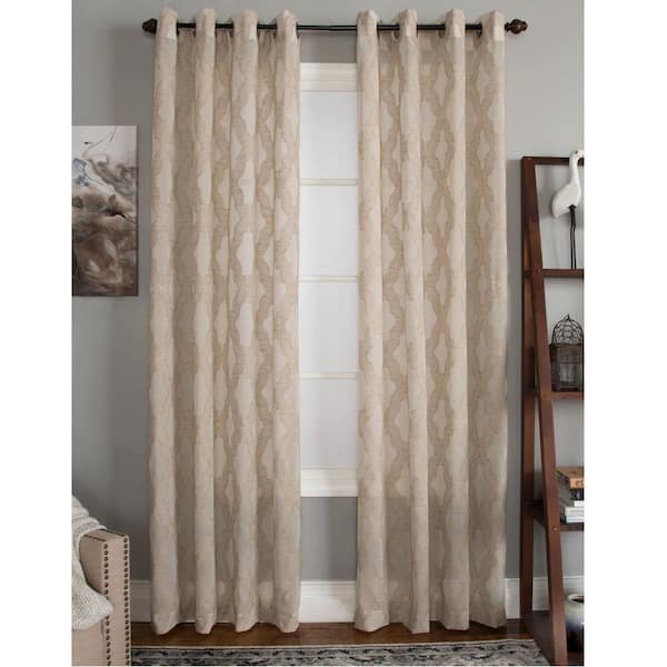 Natco Clip 50 in. W x 95 in. L Polyester and Linen Semi-Sheer Window Panel in Brown
