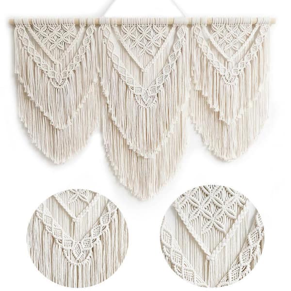 Unbranded Large Macrame Wall Hanging-Boho Tapestry Wall Decor for Living Room & Bedroom (Beige-H), 43 in. x 32 in.