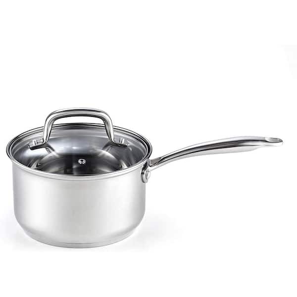 Basics 3 Qt Stainless Steel Sauce Pot Pan 11278 Insulated Handle w Glass Lid