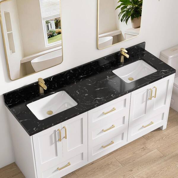 Zeafive 72 in. W x 22 in. D Engineered Stone White Rectangular
