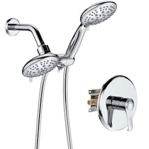 2 IN 1 Single-Handle 5-Spray 1.8GPM Shower Faucet with 4 in. Dual Shower Heads in Chrome(Valve Included)