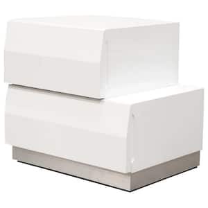 Spain 2 -Drawer White Modern Nightstand , Right Facing 19 in. H x 21 in. W x 16 in. D