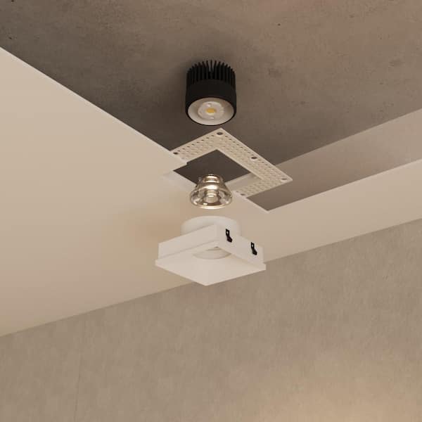 Inspira 2 in. White Square Trimless Integrated LED Canless Recessed Lighting Kit Selectable 5CCT 9W 700LM ETL (1-Pack)