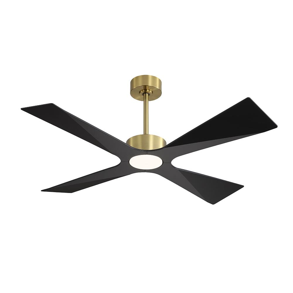 MLiAN 54 in. 4 -ABS Blades Indoor Black and Gold LED Ceiling Fan with ...