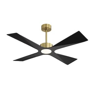 54 in. 4 -ABS Blades Indoor Black and Gold LED Ceiling Fan with Remote