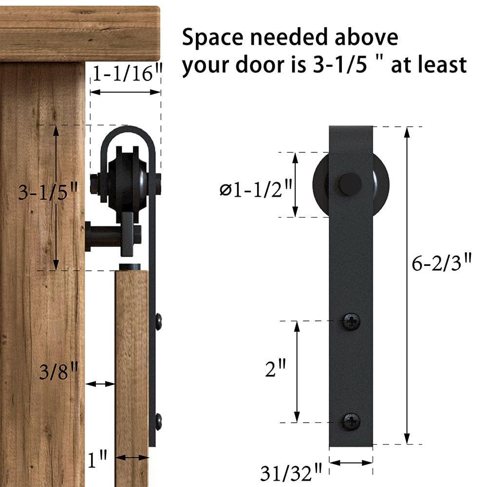 Black Carbon Steel Mini Sliding Barn Door Hardware Kit, 4ft