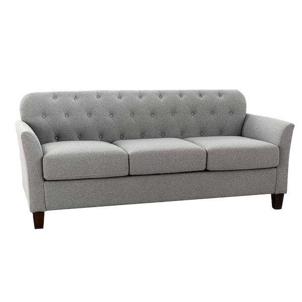 ARTFUL LIVING DESIGN Ida 73 in. Dove Polyester Flared Arm Rectangle Sofa with Rubberwood Legs