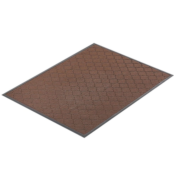 Front Door Mat, 4 x 4 ft. Commercial Floor Mat for Indoor Outdoor, Modern Stylish Carpet with TPE Backing Brown Area Rug