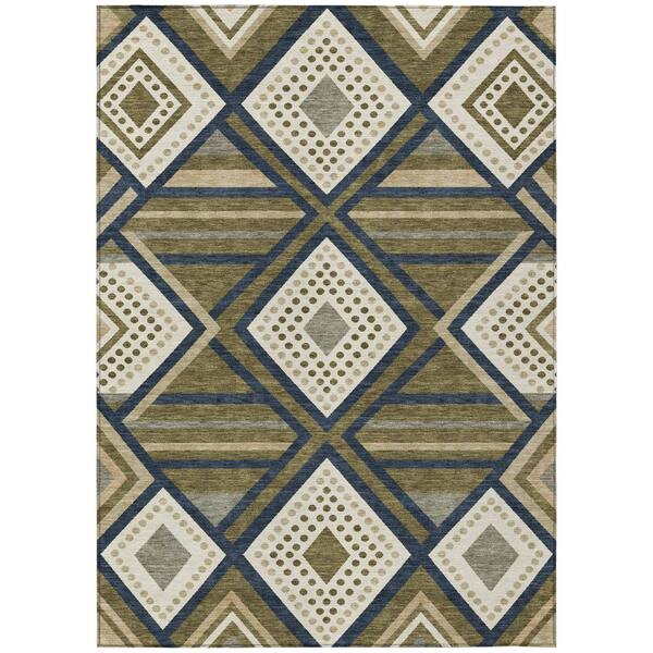 Chantille Machine Washable Indoor/Outdoor Abstract ACN3128 Cactus 5 ft. x 7 ft. 6 in. Area Rug