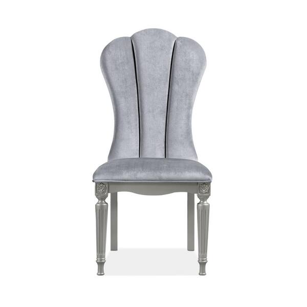 Silver fabric dining chairs discount
