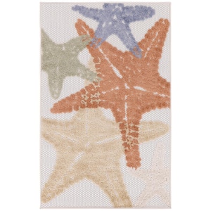 Aloha Ivory Multicolor doormat 3 ft. x 4 ft. Nature-inspired Contemporary Indoor/Outdoor Area Rug