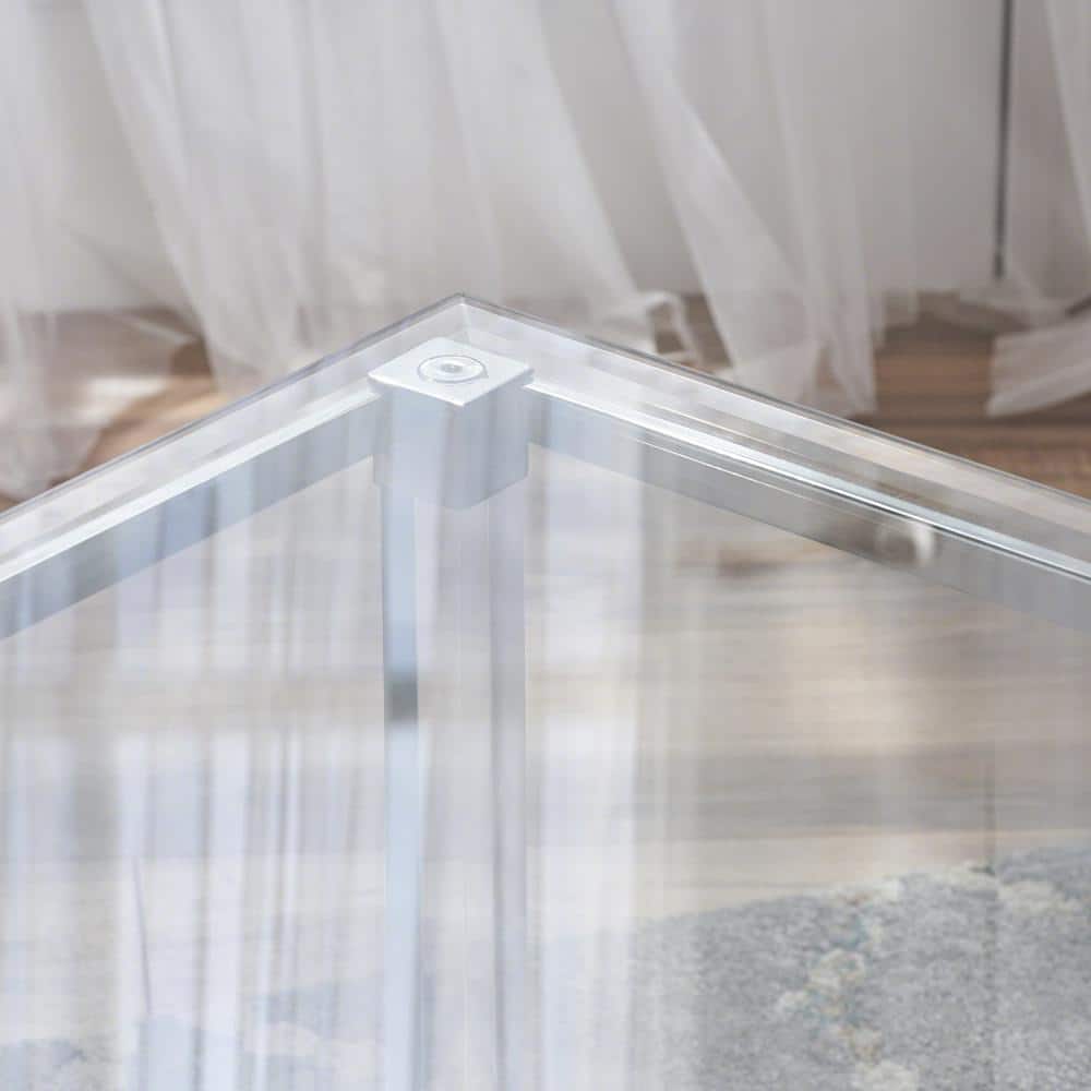 Modern Rectangular Glass Coffee Table with Acrylic and Metal Frame
