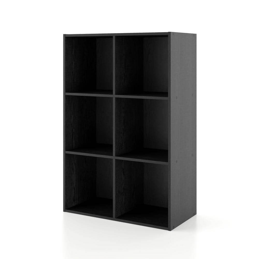 Black 6-Cube Stackable Wood Modular Bookcase