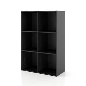 Quincy 35.27 in. Tall Stackable Black Engineered wood 6-Shelf Modern Modular Bookcase