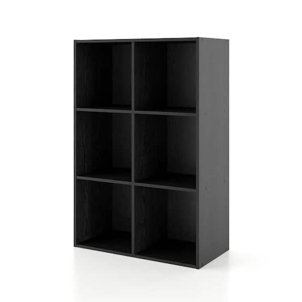 Furniture of America Quincy 35.27 in. Tall Stackable Black Engineered wood 6-Shelf Modern Modular Bookcase