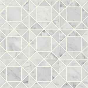 Monet Square 11 in. x 11 in. Honed White Carrara Marble Mosaic Tile (4.79 sq. ft./Carton)
