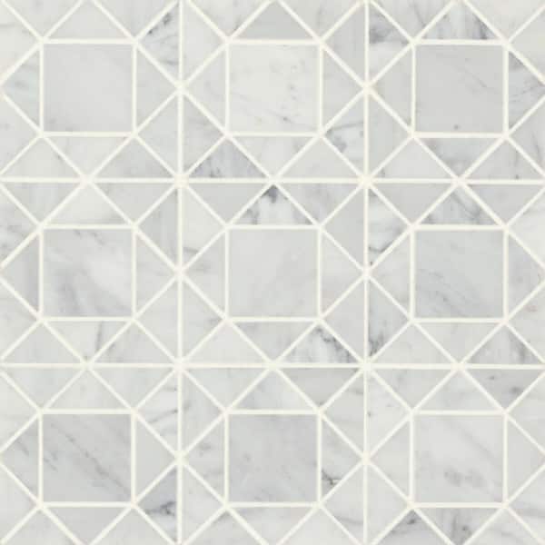 Bedrosians Monet Square 11 in. x 11 in. Honed White Carrara Marble Mosaic Tile (4.79 sq. ft./Carton)
