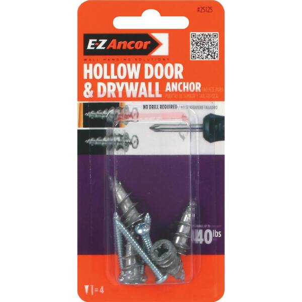 E Z Ancor 1 1 4 In Hollow Door And Drywall Anchors 4 Pack 25125 The Home Depot