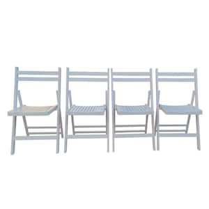 Anky White Wood Portable Folding Lawn Chairs for Camping (Set of 4)