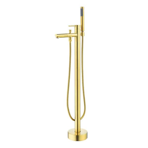 Altair Larod Single-Handle Freestanding Tub Faucet with Hand Shower in Brushed Gold