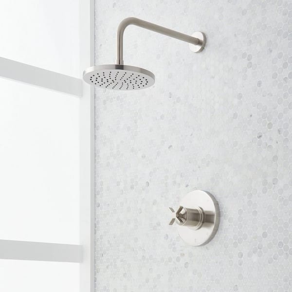 SIGNATURE HARDWARE Vassor Single Handle 1-Spray Shower Faucet 1.8 GPM with Pressure Balanced in. Brushed Nickel