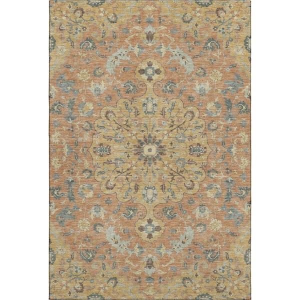 Mayfield Premium Machine Washable Abstract AMF2564 Wheat 9 ft. x 12 ft. Area Rug