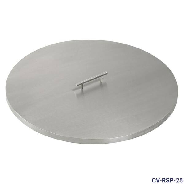American Fire Glass 25 in. Stainless Steel Cover Round Drop-In Fire Pit Pan