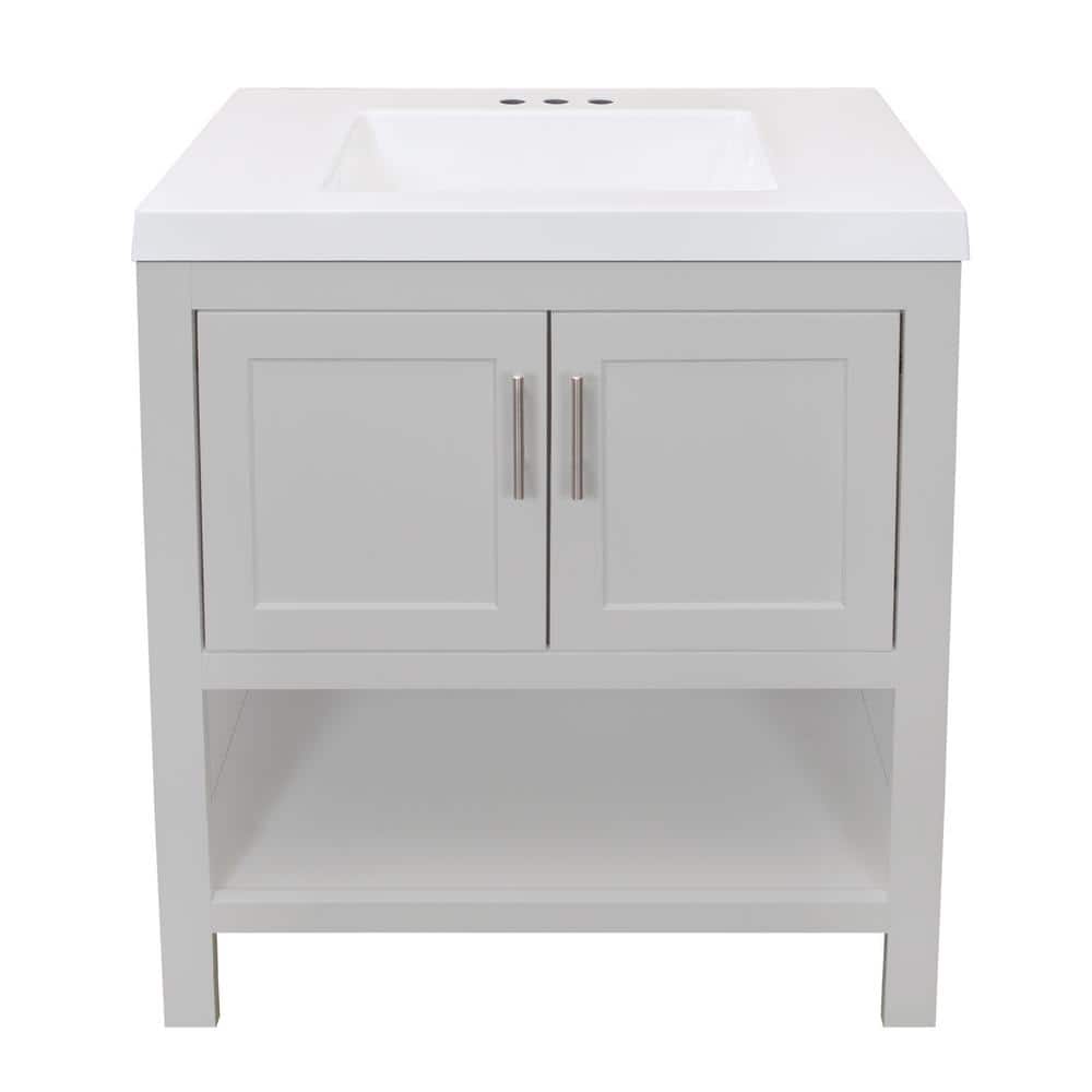 Glacier Bay Spa 30.5 in. W x 18.75 in. D x 35.5 in. H Single Sink Bath Vanity in Dove Gray with White Cultured Marble Top -  PPSPADVR30MY