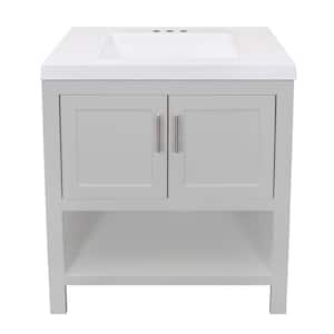 Spa 30.5 in. W x 18.8 in. D x 35.5 in. H Single Sink Bath Vanity in Dove Gray with White Cultured Marble Top