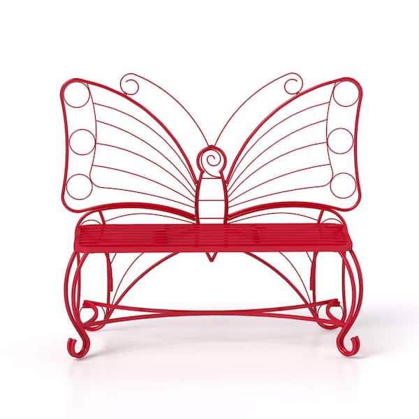 Otryad Butterfly Cast Metal Garden Bench, Outdoor Bench Patio Seat, Park Bench Outdoor Seating