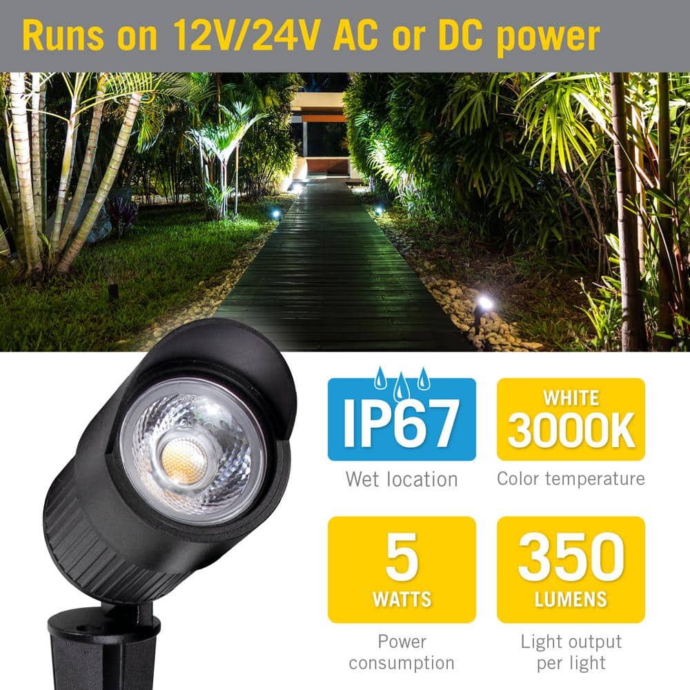Black Aluminum Outdoor LED Spike Light with 300 Lumens