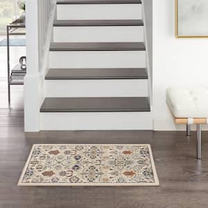 Allur Beige doormat 2 ft. x 3 ft. Abstract Medallion Transitional Area Rug