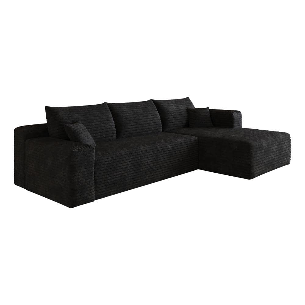 103 in. L-Shape 3-piece Corduroy Modular Sectional Sofa with Chaise in Black durable construction price history on PriceWatchPro