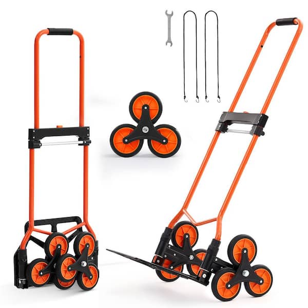 Stair Climbing Cart, 120 lbs. Stair-Climbing Capacity, Portable Folding Trolley Cart with Telescoping Handle, 6 Wheels