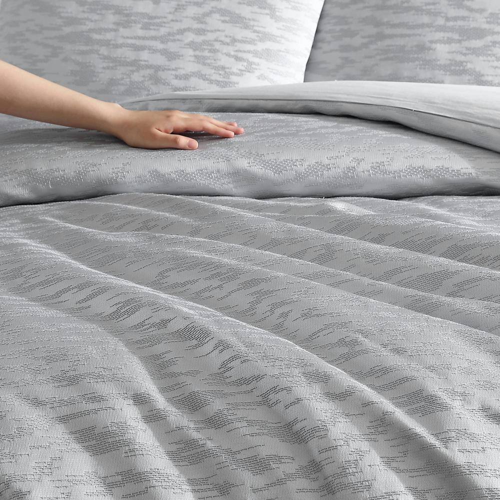 King Gray Microfiber Reversible Comforter Set with Shams
