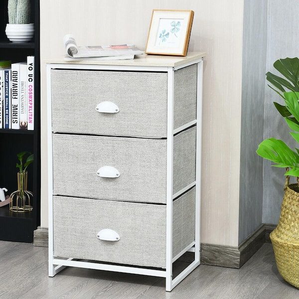 ANGELES HOME 29 in. H x 12 in. W x 18 in. D 3-Drawer Gray Nightstand Side Table Storage Tower Dresser Chest