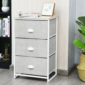 29 in. H x 12 in. W x 18 in. D 3-Drawer Gray Nightstand Side Table Storage Tower Dresser Chest