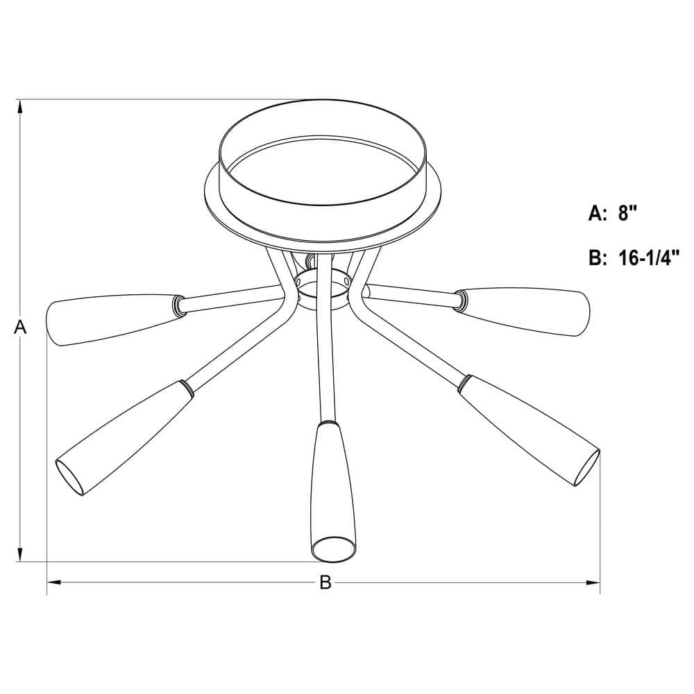 Ellis 16.25" Matte Black and Satin Brass Semi-Flush Mount Ceiling Light