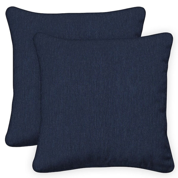 Honeycomb Outdoor Square Toss Pillow Textured Solid Indigo Blue (Set of 2)