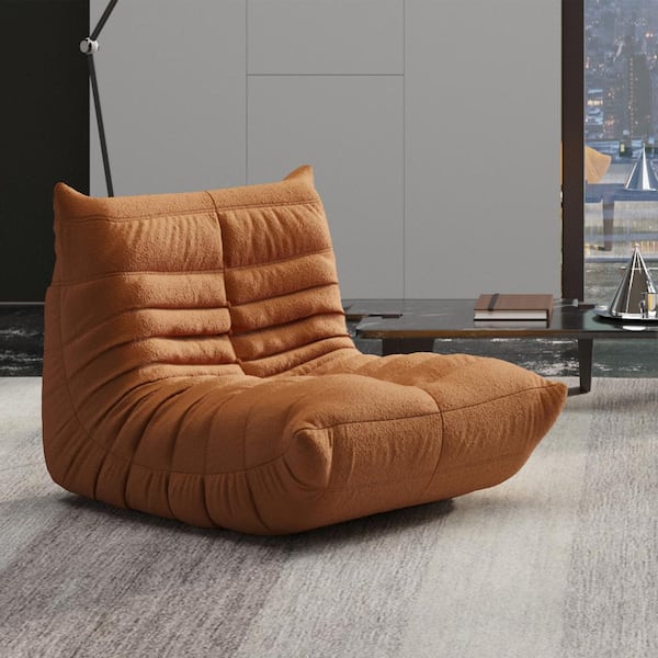 J&E Home 34.25 in. W Armless Teddy Velvet Modular Lazy Floor Sofa in. Brown