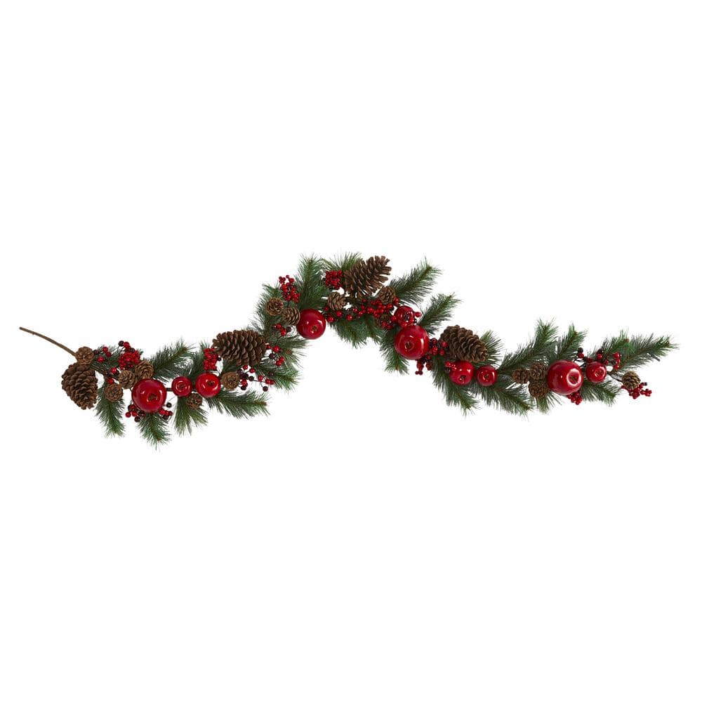 Red Berry Garland, 6-Foot, Lifelike Berries & Green Silk Foliage, Indoor/Outdoor Use, Festive Holiday Decor, Table & Mantel, Christmas  Garlands, Home & Office Decor (Set of 2)
