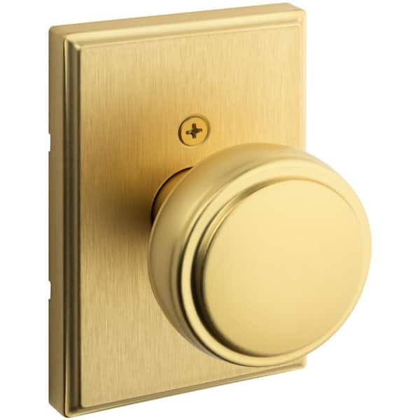 Sora Satin Brass Half Dummy 2.19 in. Rectangle Rose Round Door Knob