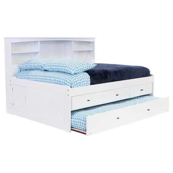Full Sized Bookcase Daybed With, White Bookcase Bed With Trundle