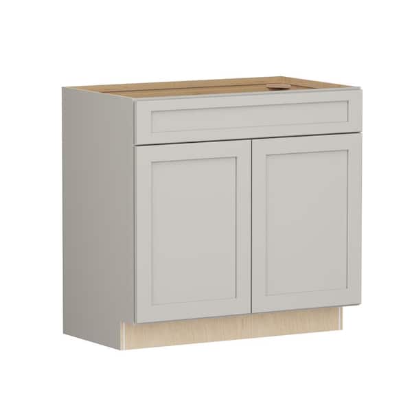 Shaker Full Overlay 36 in. W x 20.75 in. D x 34.5 in. H Plywood Assembled Vanity Sink Base Bath Cabinet in Stone Gray