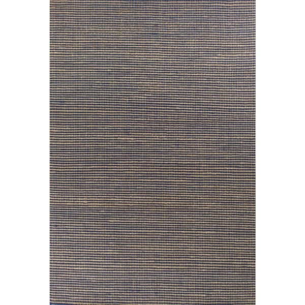 MILLERTON HOME West Blue 8 ft. x 11 ft. Solid Bohemian Hand-Woven Wool & Jute Area Rug